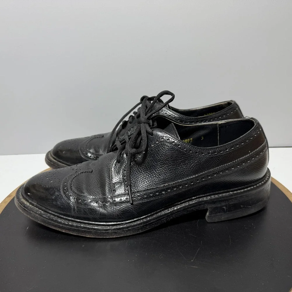 Thom McAn Wingtip Brogue Oxford Men Size 10.5 C Dress Shoe Black Leather Classic
